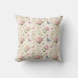 Elegant Floral & Butterfly Throw Pillow Kissen