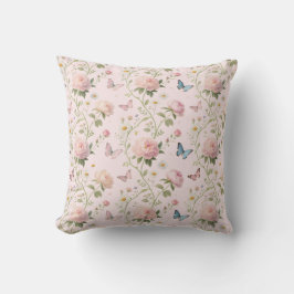 Elegant Floral & Butterfly Throw Pillow Kissen