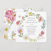 Elegant Floral Butterfly Wedding Invitation Einladung (Vorne/Hinten)