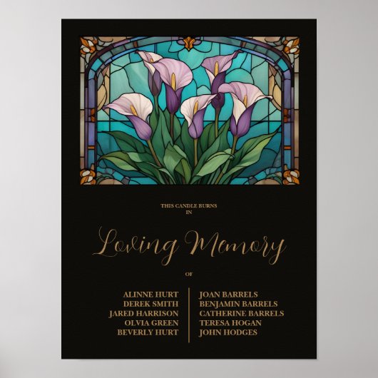 Elegant Floral Calla Stained Glass Effect in Mauve Poster (Vorne)