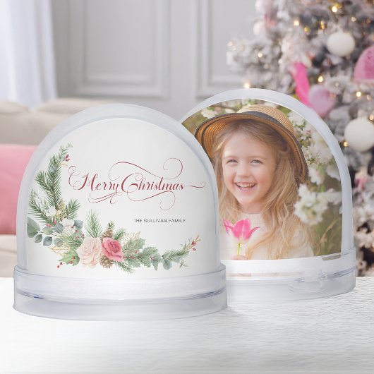 Elegant Floral Calligraphy Snow Globe Schneekugeln