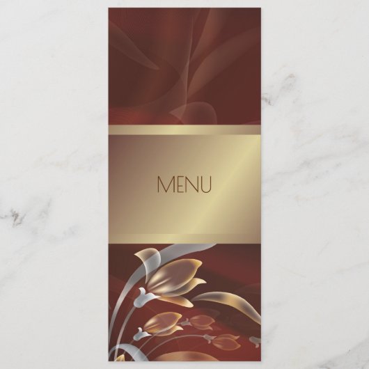 Elegant Floral Caoba | Gold Menu Cards Menükarte (Vorderseite)