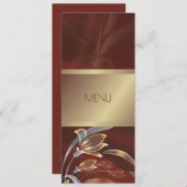 Elegant Floral Caoba | Gold Menu Cards Menükarte (Vorne/Hinten)