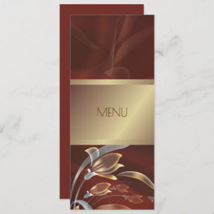 Elegant Floral Caoba Gold Menu Cards Menükarte