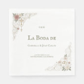 Elegant Floral Catolic Cross La Boda De Serviette (Vorderseite)