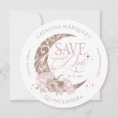 Elegant floral Celestial Moon Stars Quinceanera Save The Date (Vorderseite)