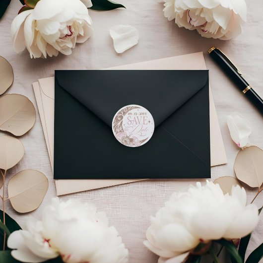 Elegant Floral Celestial Moon Stars Save The Date Runder Aufkleber