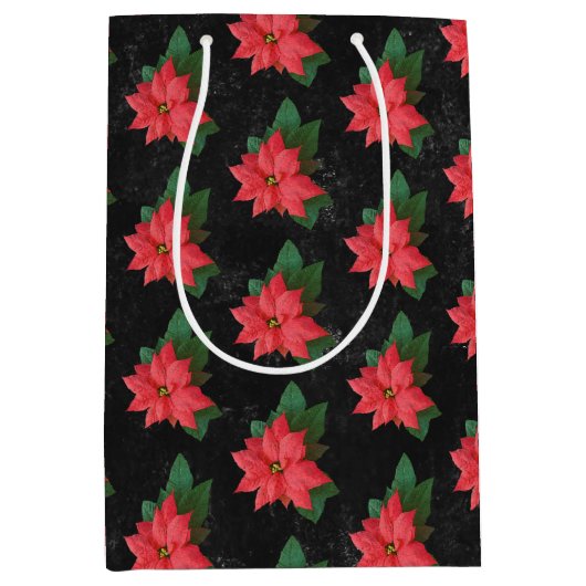 Elegant floral Chalkboard Frohe Weihnachten Mittlere Geschenktüte (Vorderseite)