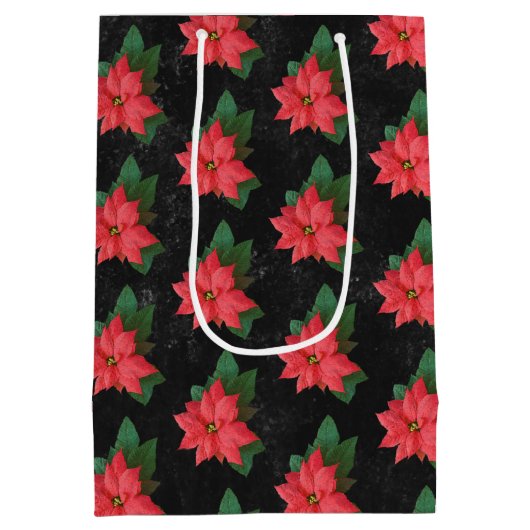 Elegant floral Chalkboard Frohe Weihnachten Mittlere Geschenktüte (Rückseite)