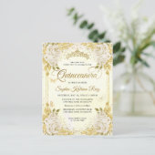 Elegant Floral Champagne Gold Tiara Quinceañera Postkarte (Stehend Vorderseite)