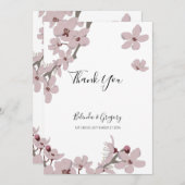 Elegant Floral Cherry Blossom Hochzeit Dankeskarte (Vorne/Hinten)