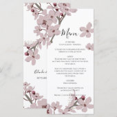Elegant Floral Cherry Blossom Hochzeit Menükarte (Vorne/Hinten)