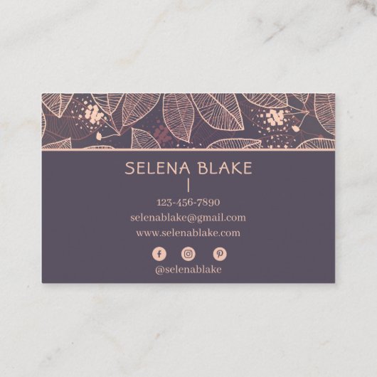 Elegant Floral | Chic & Modern Minimalistisch Visitenkarte (Rückseite)