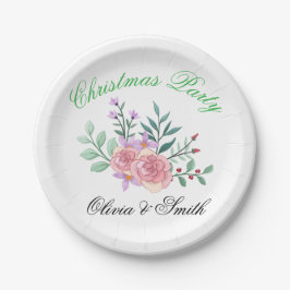 Elegant Floral Christmas Party Paper Plate Pappteller