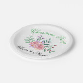 Elegant Floral Christmas Party Paper Plate Pappteller (Schrägansicht)