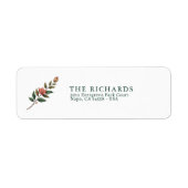 Elegant Floral Christmas Return Address Label (Vorne)