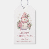 Elegant Floral Christmas Snowman Geschenkanhänger (Vorderseite)