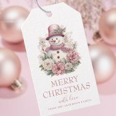 Elegant Floral Christmas Snowman Geschenkanhänger
