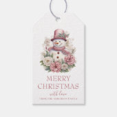 Elegant Floral Christmas Snowman Geschenkanhänger (Vorderseite)