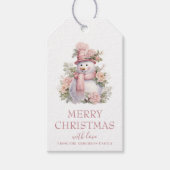 Elegant Floral Christmas Snowman Geschenkanhänger (Vorderseite)