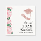 Elegant Floral Class 2025 Girl Graduate Abschluss Serviette (Vorderseite)