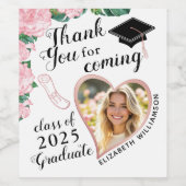 Elegant Floral Class von 2025 Danke Abschluss Weinetikett (Einzelnes Label)