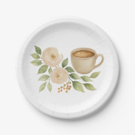 Elegant Floral Coffee Bridal Shower Pappteller