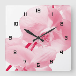 Elegant Floral Coral Quadratische Wanduhr
