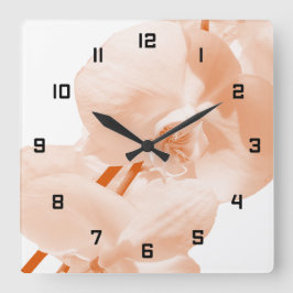 Elegant Floral Coral Quadratische Wanduhr