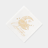 Elegant floral Crescent Moon Monogram Quinceanera Servietten Mit Folie (Rechts)