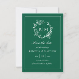 Elegant Floral Crest Monogram Photo Invitation Einladung