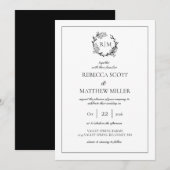 Elegant Floral Crest Monogram Wedding Einladung (Vorne/Hinten)