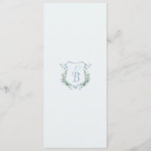 Elegant Floral Crest Monogram Wedding  Menükarte (Rückseite)
