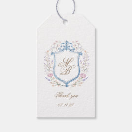 Elegant Floral Crest Wedding Geschenkanhänger