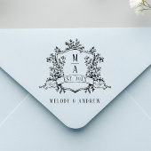 Elegant Floral Crest Wedding Permastempel