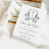 Elegant Floral Crest Wedding Save The Date