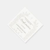 Elegant Floral Cross Confirmation Thank You Serviette (Ecke)