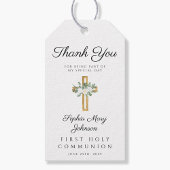 Elegant Floral Cross Erste Kommunion Vielen Dank Geschenkanhänger
