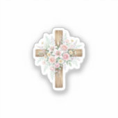 Elegant Floral Cross Pastel Spring Easter Sticker (Vorderseite)