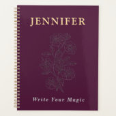 Elegant Floral Custom Name Notebook | Write Your M Planer (Vorderseite)