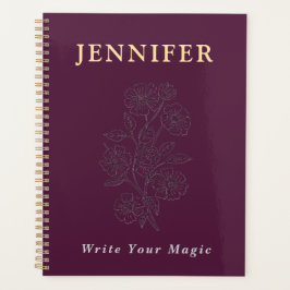 Elegant Floral Custom Name Notebook | Write Your M Planer