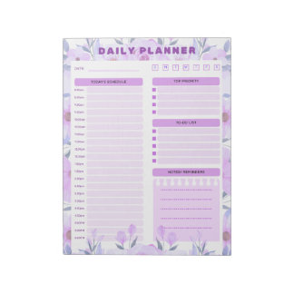 Elegant Floral Daily Planner Notepad Notizblock
