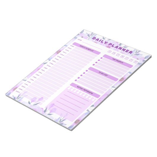 Elegant Floral Daily Planner Notepad Notizblock (angewinkelt)