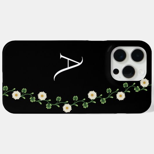 Elegant Floral Daisy Monogram Case-Mate iPhone Hülle (Rückseite (Horizontal))