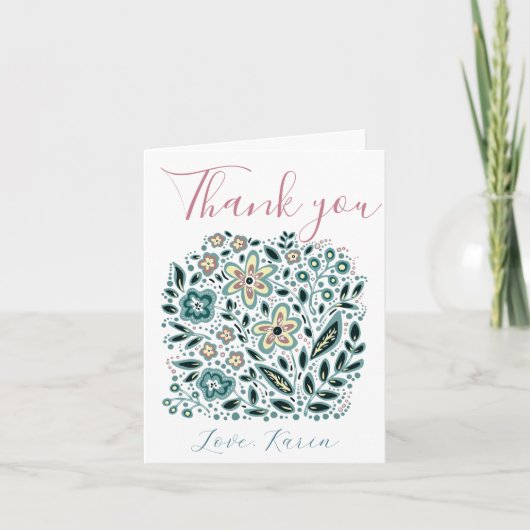 Elegant Floral Dankeskarte (Vorderseite)