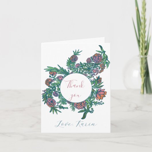 Elegant Floral Dankeskarte (Vorderseite)
