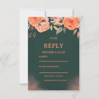 Elegant Floral Dark Green RSVP Karte