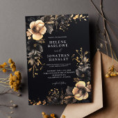 Elegant Floral Dark Moody Gothic Wedding Einladung
