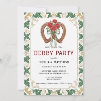 Elegant Floral Derby Party Invitation Einladung
