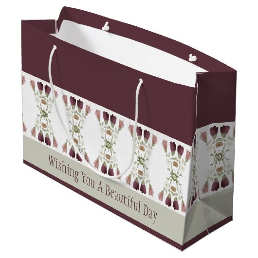 Elegant floral Designed Große Geschenktüte (Rückseite Schrägansicht)